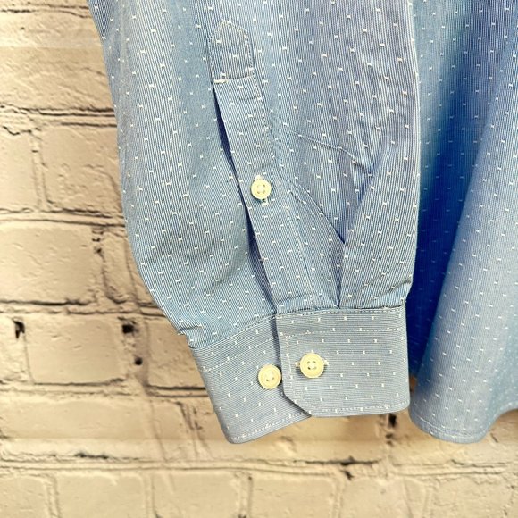 Express Extra Slim Fit 100% Cotton Dress Shirt, Size 16/16.5, Light Blue/White - Picture 4 of 9